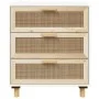White sideboard made of solid pine wood and natural rattan 60x30x70 cm by vidaXL, Sideboards - Ref: Foro24-345633, Price: 150...