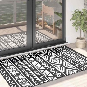 Alfombra de exterior PP ARAKIL negra 120x180 cm