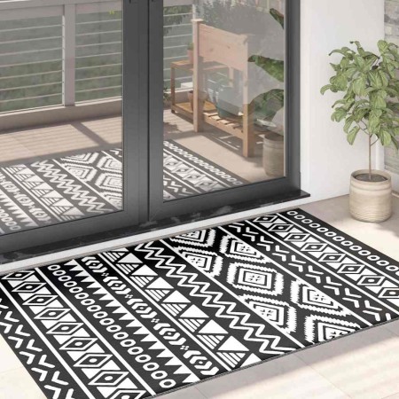 Alfombra de exterior PP ARAKIL negra 120x180 cm
