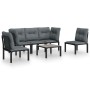 Juego de muebles de jardín 6 pzas ratán sintético negro y gris
