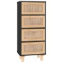 Black sideboard solid pine wood and natural rattan 40x30x90 cm by vidaXL, Sideboards - Ref: Foro24-345643, Price: 132,25 €, D...