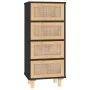 Black sideboard solid pine wood and natural rattan 40x30x90 cm by vidaXL, Sideboards - Ref: Foro24-345643, Price: 142,03 €, D...
