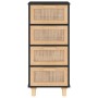 Black sideboard solid pine wood and natural rattan 40x30x90 cm by vidaXL, Sideboards - Ref: Foro24-345643, Price: 132,25 €, D...