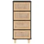 Black sideboard solid pine wood and natural rattan 40x30x90 cm by vidaXL, Sideboards - Ref: Foro24-345643, Price: 142,03 €, D...