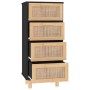Black sideboard solid pine wood and natural rattan 40x30x90 cm by vidaXL, Sideboards - Ref: Foro24-345643, Price: 132,25 €, D...
