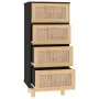 Black sideboard solid pine wood and natural rattan 40x30x90 cm by vidaXL, Sideboards - Ref: Foro24-345643, Price: 142,03 €, D...