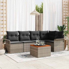Conjunto de sofá de jardín 6 pcs Gris Poliratán