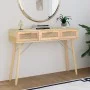 Solid pine wood console table natural rattan 105x30x75 cm by vidaXL, Side tables - Ref: Foro24-345629, Price: 136,80 €, Disco...
