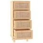 Braunes Sideboard aus massivem Kiefernholz und natürlichem Rattan 40x30x90 cm von vidaXL, Sideboards - Ref: Foro24-345644, Pr...