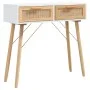 Solid pine wood console table white natural rattan 80x30x75cm by vidaXL, Side tables - Ref: Foro24-345624, Price: 104,37 €, D...