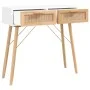 Solid pine wood console table white natural rattan 80x30x75cm by vidaXL, Side tables - Ref: Foro24-345624, Price: 104,37 €, D...