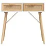 Solid pine wood console table white natural rattan 80x30x75cm by vidaXL, Side tables - Ref: Foro24-345624, Price: 104,37 €, D...