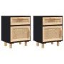 Nightstands 2 pcs solid wood black pine natural rattan by vidaXL, Nightstands - Ref: Foro24-345609, Price: 126,64 €, Discount: %