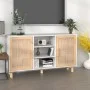Sideboard aus massivem weißem Kiefernholz, natürliches Rattan, 105 x 30 x 60 cm von vidaXL, Sideboards - Ref: Foro24-345639, ...