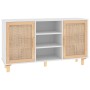 Sideboard aus massivem weißem Kiefernholz, natürliches Rattan, 105 x 30 x 60 cm von vidaXL, Sideboards - Ref: Foro24-345639, ...