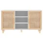 Sideboard aus massivem weißem Kiefernholz, natürliches Rattan, 105 x 30 x 60 cm von vidaXL, Sideboards - Ref: Foro24-345639, ...