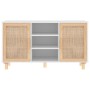Sideboard aus massivem weißem Kiefernholz, natürliches Rattan, 105 x 30 x 60 cm von vidaXL, Sideboards - Ref: Foro24-345639, ...