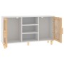 Aparador madera maciza pino blanco ratán natural 105x30x60 cm de vidaXL, Aparadores - Ref: Foro24-345639, Precio: 114,26 €, D...