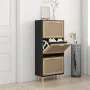 Schwarzer Schuhschrank aus Sperrholz und Naturrattan 52x25x115 cm. von vidaXL, Schuhregale und Schuhorganisatoren - Ref: Foro...