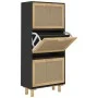 Schwarzer Schuhschrank aus Sperrholz und Naturrattan 52x25x115 cm. von vidaXL, Schuhregale und Schuhorganisatoren - Ref: Foro...