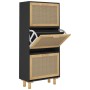 Zapatero madera contrachapada negro ratán natural 52x25x115 cm by vidaXL, Shoe racks and shoe organizers - Ref: Foro24-345649...