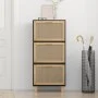 Schwarzer Schuhschrank aus Sperrholz und Naturrattan 52x25x115 cm. von vidaXL, Schuhregale und Schuhorganisatoren - Ref: Foro...