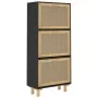 Schwarzer Schuhschrank aus Sperrholz und Naturrattan 52x25x115 cm. von vidaXL, Schuhregale und Schuhorganisatoren - Ref: Foro...