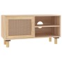 TV-Schrank aus massivem Kiefernholz und natürlichem Rattan 80x30x40 cm von vidaXL, TV-Möbel - Ref: Foro24-345614, Preis: 98,6...