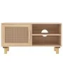 TV cabinet solid pine wood and natural rattan 80x30x40 cm by vidaXL, TV Furniture - Ref: Foro24-345614, Price: 95,71 €, Disco...