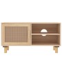 TV-Schrank aus massivem Kiefernholz und natürlichem Rattan 80x30x40 cm von vidaXL, TV-Möbel - Ref: Foro24-345614, Preis: 98,6...
