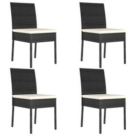 Sillas de comedor de jardín 4 unidades ratán sintético negro