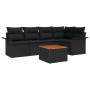 Conjunto de sofá de jardín 6 pcs Negro Poliratán