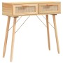 Solid pine wood console table natural brown rattan 80x30x75cm by vidaXL, Side tables - Ref: Foro24-345626, Price: 104,11 €, D...