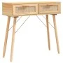 Solid pine wood console table natural brown rattan 80x30x75cm by vidaXL, Side tables - Ref: Foro24-345626, Price: 102,80 €, D...