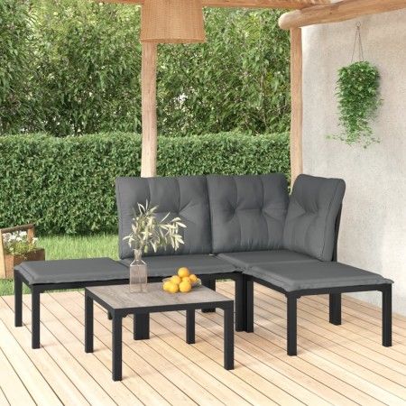 Gartenmöbel-Set 5-teilig aus schwarzem und grauem synthetischem Rattan von vidaXL, Gartensets - Ref: Foro24-3187742, Preis: 2...
