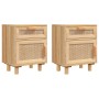 Bedside tables 2 pcs solid pine wood brown natural rattan by vidaXL, Nightstands - Ref: Foro24-345611, Price: 154,01 €, Disco...