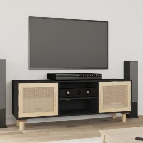 TV cabinet solid pine wood and natural rattan 105x30x40 cm by vidaXL, TV Furniture - Ref: Foro24-345616, Price: 91,48 €, Disc...