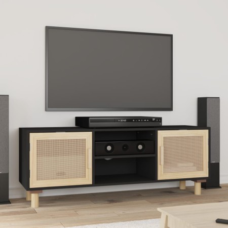 TV cabinet solid pine wood and natural rattan 105x30x40 cm by vidaXL, TV Furniture - Ref: Foro24-345616, Price: 92,92 €, Disc...