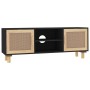 TV cabinet solid pine wood and natural rattan 105x30x40 cm by vidaXL, TV Furniture - Ref: Foro24-345616, Price: 92,92 €, Disc...