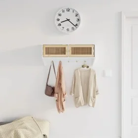 White plywood and natural rattan wall coat rack by vidaXL, Shelves and shelves - Ref: Foro24-345651, Price: 65,04 €, Discount: %