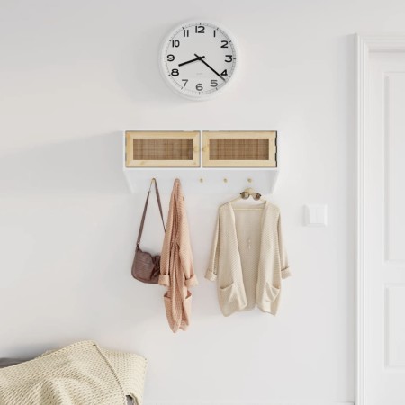 Wandgarderobe aus weißem Sperrholz und natürlichem Rattan von vidaXL, Regale und Regale - Ref: Foro24-345651, Preis: 71,92 €,...