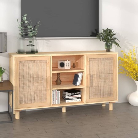 Brown sideboard solid pine wood and natural rattan 105x30x60 cm by vidaXL, Sideboards - Ref: Foro24-345641, Price: 135,18 €, ...