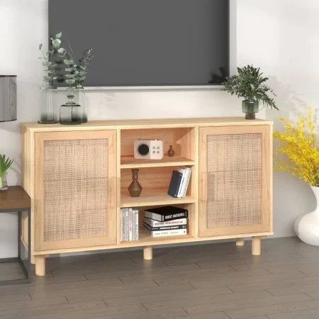 Brown sideboard solid pine wood and natural rattan 105x30x60 cm by vidaXL, Sideboards - Ref: Foro24-345641, Price: 149,24 €, ...