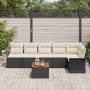 Conjunto de sofá de jardín 7 pcs Negro Poliratán