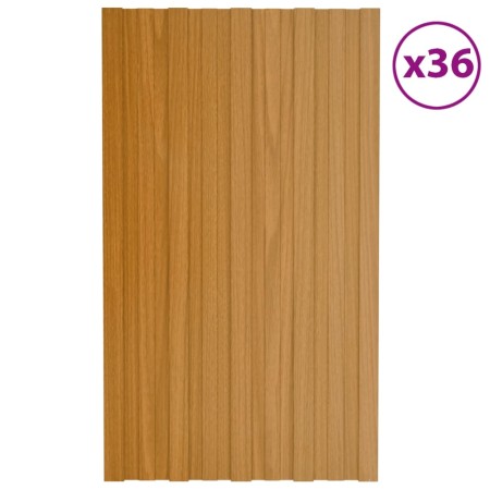 Panel de tejado acero galvanizado color madera 36 uds 80x45 cm