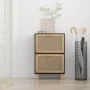 Schuhregal Sperrholz schwarz Natur Rattan 52x25x80 cm von vidaXL, Schuhregale und Schuhorganisatoren - Ref: Foro24-345646, Pr...