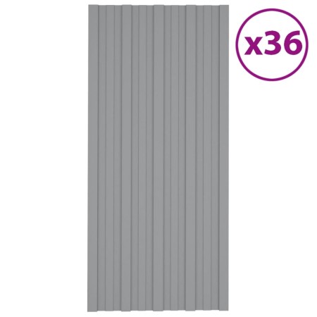 Panel para tejado acero galvanizado gris 36 unidades 100x45 cm