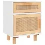 Nachttisch aus massivem weißem Kiefernholz und natürlichem Rattan von vidaXL, Nachttische - Ref: Foro24-345606, Preis: 74,17 ...