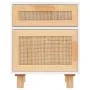 Nachttisch aus massivem weißem Kiefernholz und natürlichem Rattan von vidaXL, Nachttische - Ref: Foro24-345606, Preis: 74,17 ...