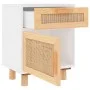 Nachttisch aus massivem weißem Kiefernholz und natürlichem Rattan von vidaXL, Nachttische - Ref: Foro24-345606, Preis: 74,17 ...